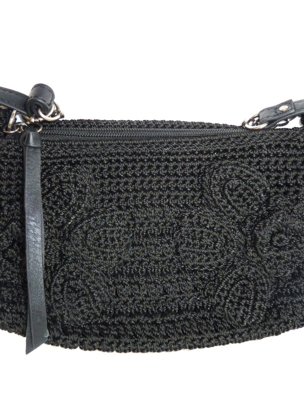 Ladies Sak Rich Black Crochet Textured Bag